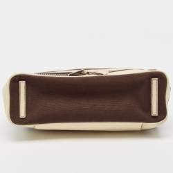 Pre Owned Prada Brown/Cream Canvas and Leather Frame Doctor Bag