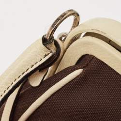 Pre Owned Prada Brown/Cream Canvas and Leather Frame Doctor Bag