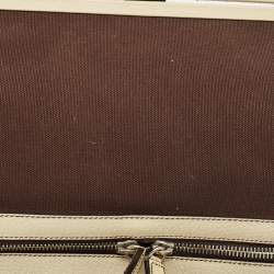 Pre Owned Prada Brown/Cream Canvas and Leather Frame Doctor Bag