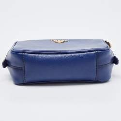 Pre Owned Prada Blue Saffiano Lux Leather Mini Camera Crossbody Bag
