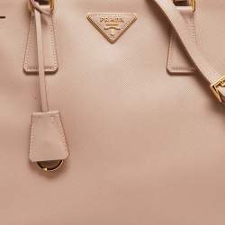 Pre Owned Prada Beige Saffiano Leather Medium Galleria Double Zip Tote