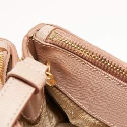 Pre Owned Prada Beige Saffiano Leather Medium Galleria Double Zip Tote