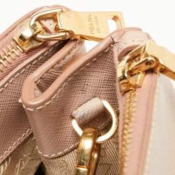 Pre Owned Prada Beige Saffiano Leather Medium Galleria Double Zip Tote