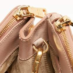Pre Owned Prada Beige Saffiano Leather Medium Galleria Double Zip Tote