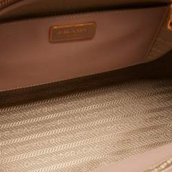 Pre Owned Prada Beige Saffiano Leather Medium Galleria Double Zip Tote