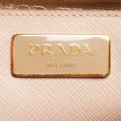 Pre Owned Prada Beige Saffiano Leather Medium Galleria Double Zip Tote