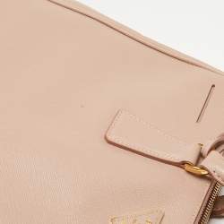 Pre Owned Prada Beige Saffiano Leather Medium Galleria Double Zip Tote