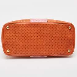 Pre Owned Prada Tricolor Saffiano Lux Leather Perforated Tote