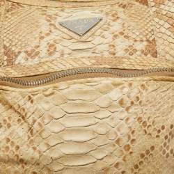 Pre Owned Prada Cream Python Washed Multi Pocket Hobo