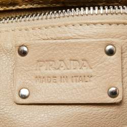 Pre Owned Prada Cream Python Washed Multi Pocket Hobo