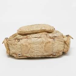 Pre Owned Prada Cream Python Washed Multi Pocket Hobo