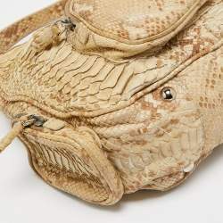 Pre Owned Prada Cream Python Washed Multi Pocket Hobo