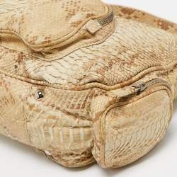 Pre Owned Prada Cream Python Washed Multi Pocket Hobo