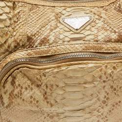 Pre Owned Prada Cream Python Washed Multi Pocket Hobo