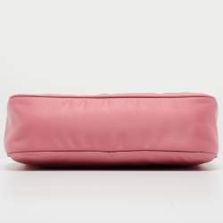 Pre Owned Prada Light Pink Nylon and Leather Re-Edition 2005 Baguette Bag