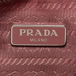 Pre Owned Prada Light Pink Nylon and Leather Re-Edition 2005 Baguette Bag