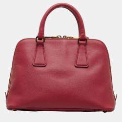 Pre Owned Prada Red Saffiano Lux Promenade Bag Handbag
