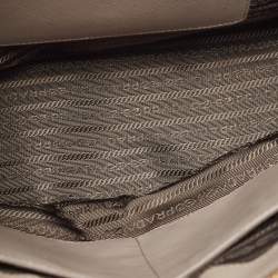 Pre Owned Prada Grey Saffiano Lux Leather Medium Galleria Double Zip Tote
