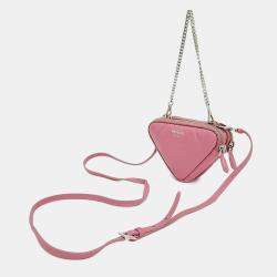 Prada Pink Saffiano Soft Padded Nappa Triangle Mini Cross Bag