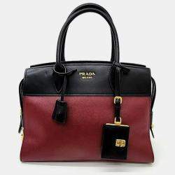 Black/fiery Red Medium Saffiano Leather Double Prada Bag