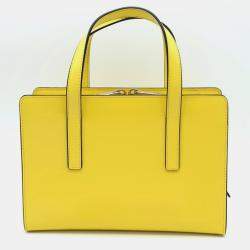 Prada Yellow leather brushed mini tote bag