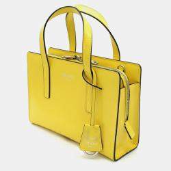 Prada Yellow leather brushed mini tote bag