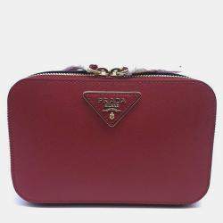 Pre Owned Prada Burgundy Saffiano Odette Belt Bag