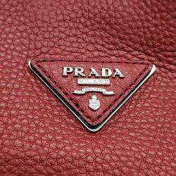 Pre Owned Prada Red Vitello Daino Shoulder Bag