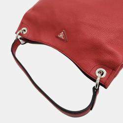 Pre Owned Prada Red Vitello Daino Shoulder Bag