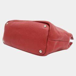 Pre Owned Prada Red Vitello Daino Shoulder Bag