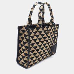 Prada Symbol Jacquard Fabric Tote and Shoulder Bag (1BA354)
