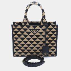 Prada Symbol Jacquard Fabric Tote and Shoulder Bag (1BA354)