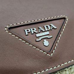 Pre Owned Prada Raffia Vitello Shoulder Bag (1BD243)