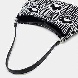 Prada Black/White Jacquard Knit Cleo Bag 