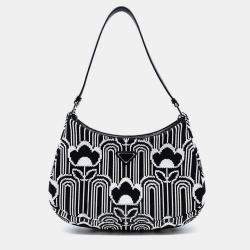 Prada Black/White Jacquard Knit Cleo Bag 