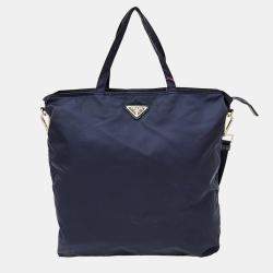 Prada Navy Blue Nylon Tote and Shoulder Bag