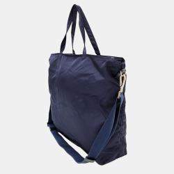 Prada Navy Blue Nylon Tote and Shoulder Bag