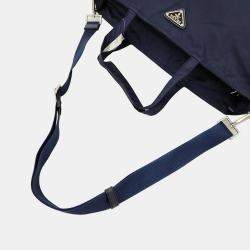 Prada Navy Blue Nylon Tote and Shoulder Bag