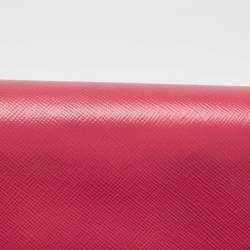 Pre Owned Prada Pink Saffiano Leather Metal Detail Continental Wallet