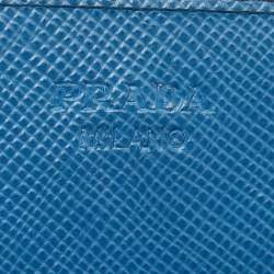 Pre Owned Prada Blue Saffiano Leather Wallet on Chain