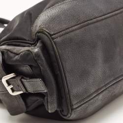 Pre Owned Prada Black Nylon and Leather Buckle Tote