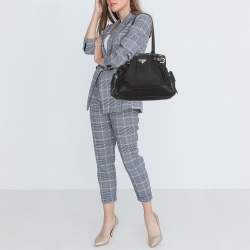 Pre Owned Prada Black Nylon and Leather Buckle Tote