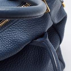 Pre Owned Prada Blue Daino Leather Shopper Tote