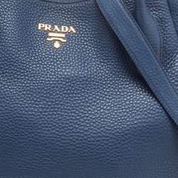 Pre Owned Prada Blue Daino Leather Shopper Tote