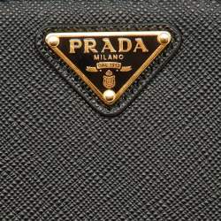 Pre Owned Prada Black Saffiano Lux Leather Logo Phone Crossbody Bag