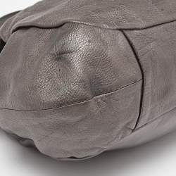 Prada Metallic Grey Pleated Leather Hobo
