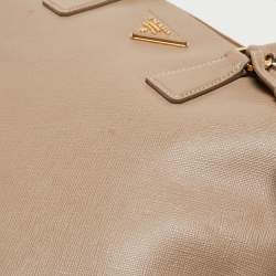 Prada Beige Saffiano Lux Leather Large Promenade Satchel