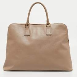 Prada Beige Saffiano Lux Leather Large Promenade Satchel