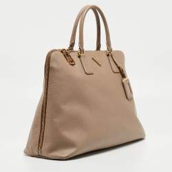 Prada Beige Saffiano Lux Leather Large Promenade Satchel