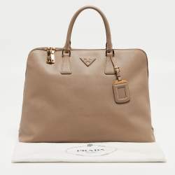 Prada Beige Saffiano Lux Leather Large Promenade Satchel